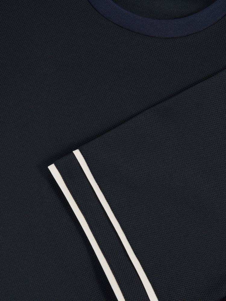Reiss Navy Blue Oscar Textured Crew-Neck Tipped T-Shirt - Image 5 of 5