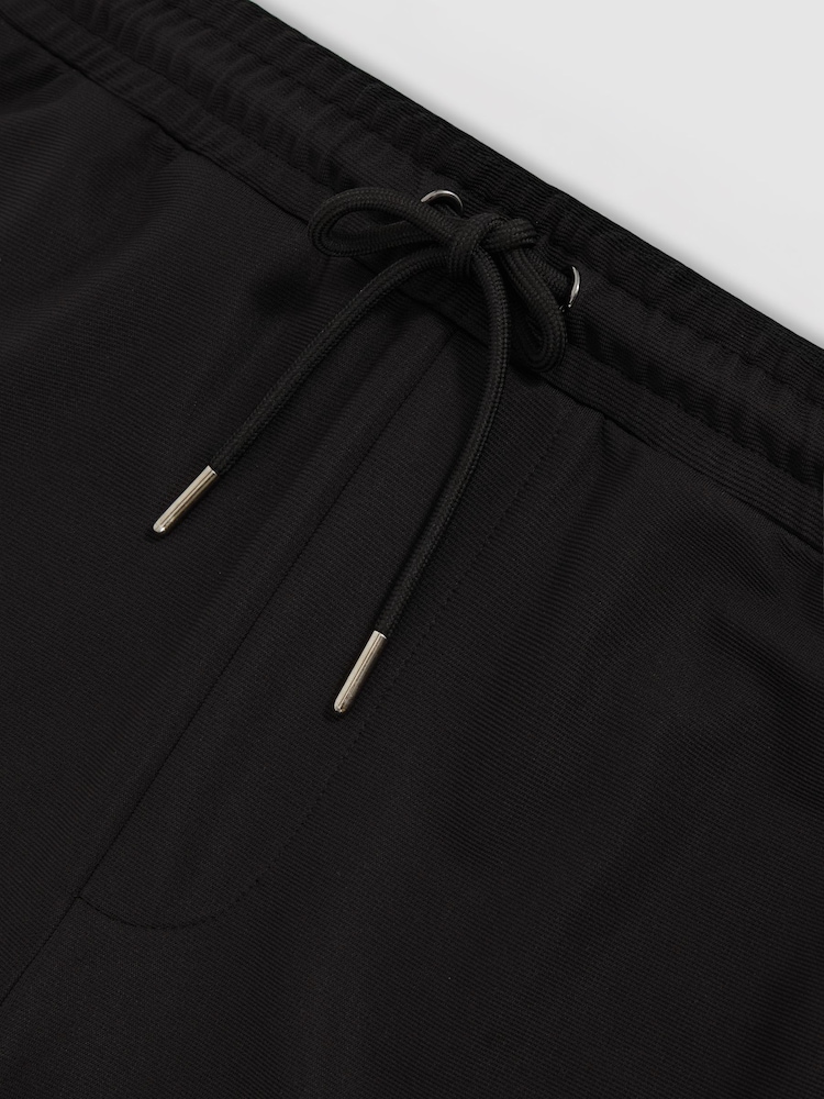Reiss Black Barber Textured Drawstring Shorts - Image 6 of 6