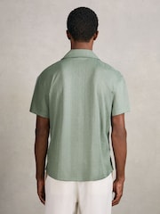 Reiss Mint Green Ando Jacquard-Stripe Cuban-Collar Shirt - Image 5 of 6