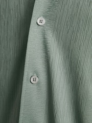 Reiss Mint Green Ando Jacquard-Stripe Cuban-Collar Shirt - Image 6 of 6