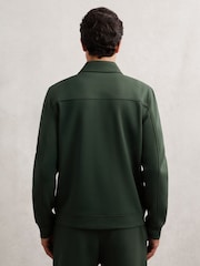Reiss Dark Sage Green Hale Leather-Placket Interlock Sweatshirt - Image 5 of 7