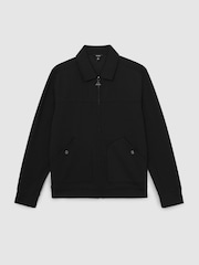 Reiss Black Newland Interlock Zip Through Overshirt - Image 2 of 6