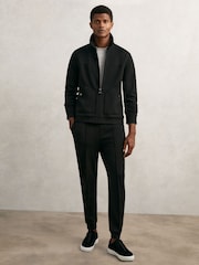 Reiss Black Newland Interlock Zip Through Overshirt - Image 4 of 6