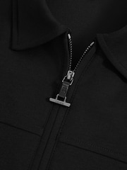 Reiss Black Newland Interlock Zip Through Overshirt - Image 6 of 6