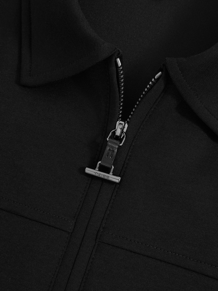 Reiss Black Newland Interlock Zip Through Overshirt - Image 6 of 6