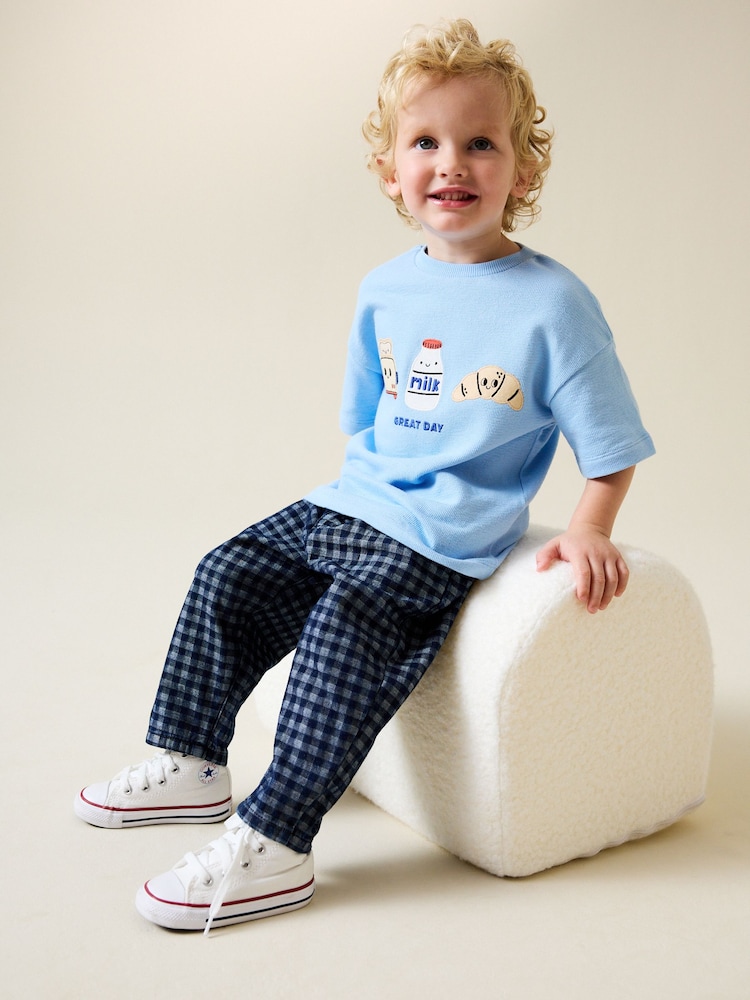 Mid Blue Gingham Barrel Jeans (3mths-7yrs) - Image 2 of 8 Mid Blue Gingham Barrel Jeans (3mths-7yrs) - Image 2 of 8