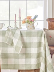 Sophie Allport Sage Green Gingham Linen Tablecloth - Image 1 of 3