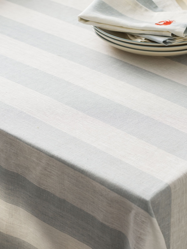 Sophie Allport Pale Blue Linen Witham Stripe Tablecloth - Image 2 of 4