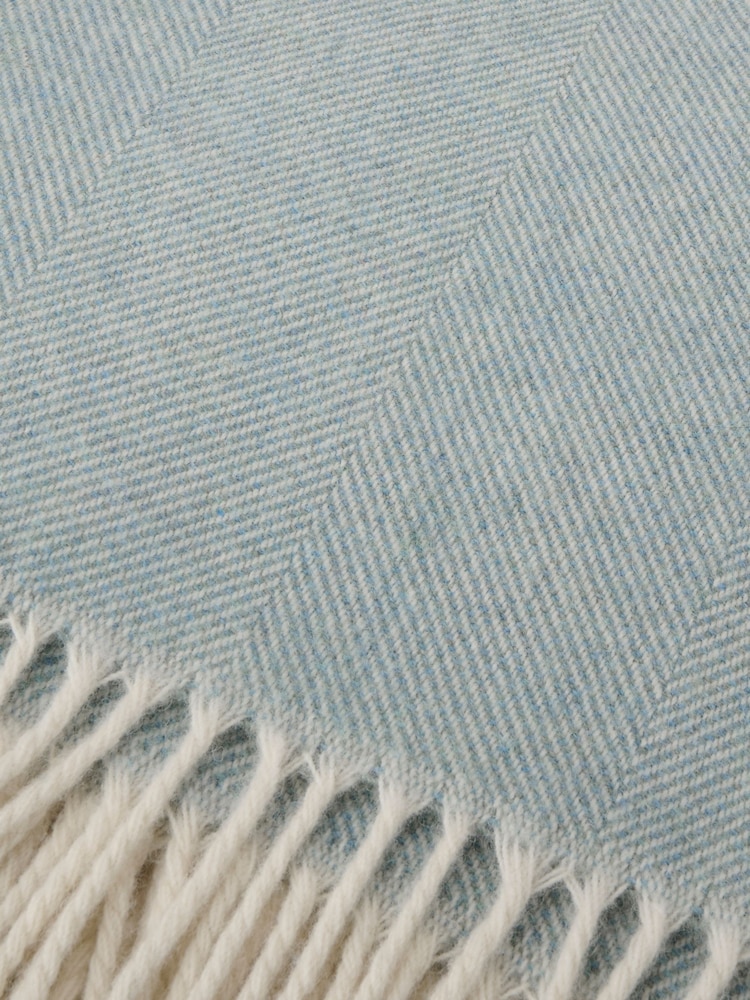 Sophie Allport Teal Blue Lambswool Throw - Image 5 of 5