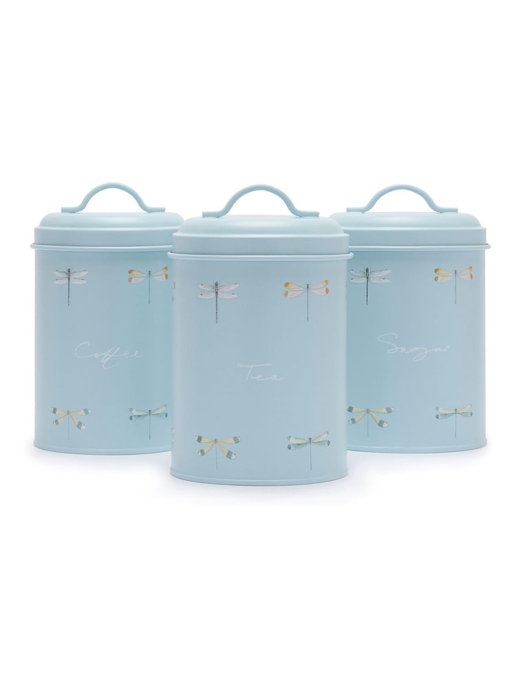 Sophie Allport Teal Blue Dragonfly Storage Tins Set of 3 - Image 2 of 2