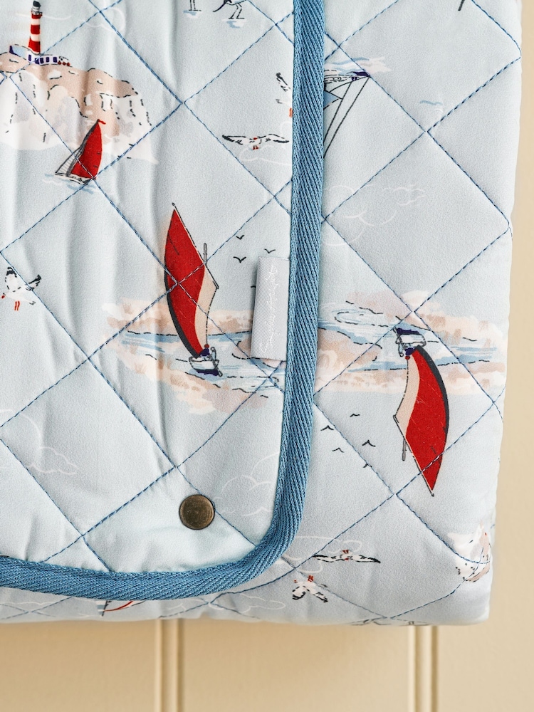 Sophie Allport Soft Blue Coastal Boats Picnic Blanket - Image 2 of 4