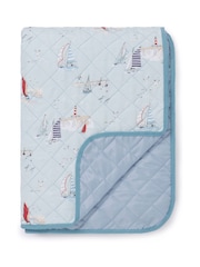 Sophie Allport Soft Blue Coastal Boats Picnic Blanket - Image 4 of 4