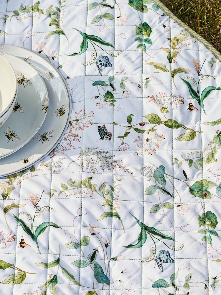 Sophie Allport Off White Wild Floral Picnic Blanket - Image 2 of 6