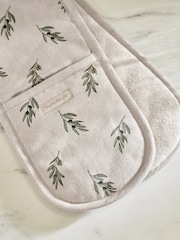 Sophie Allport Natural Linen Cotton Blend Olive Double Oven Glove - Image 2 of 3