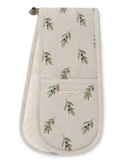 Sophie Allport Natural Linen Cotton Blend Olive Double Oven Glove - Image 3 of 3
