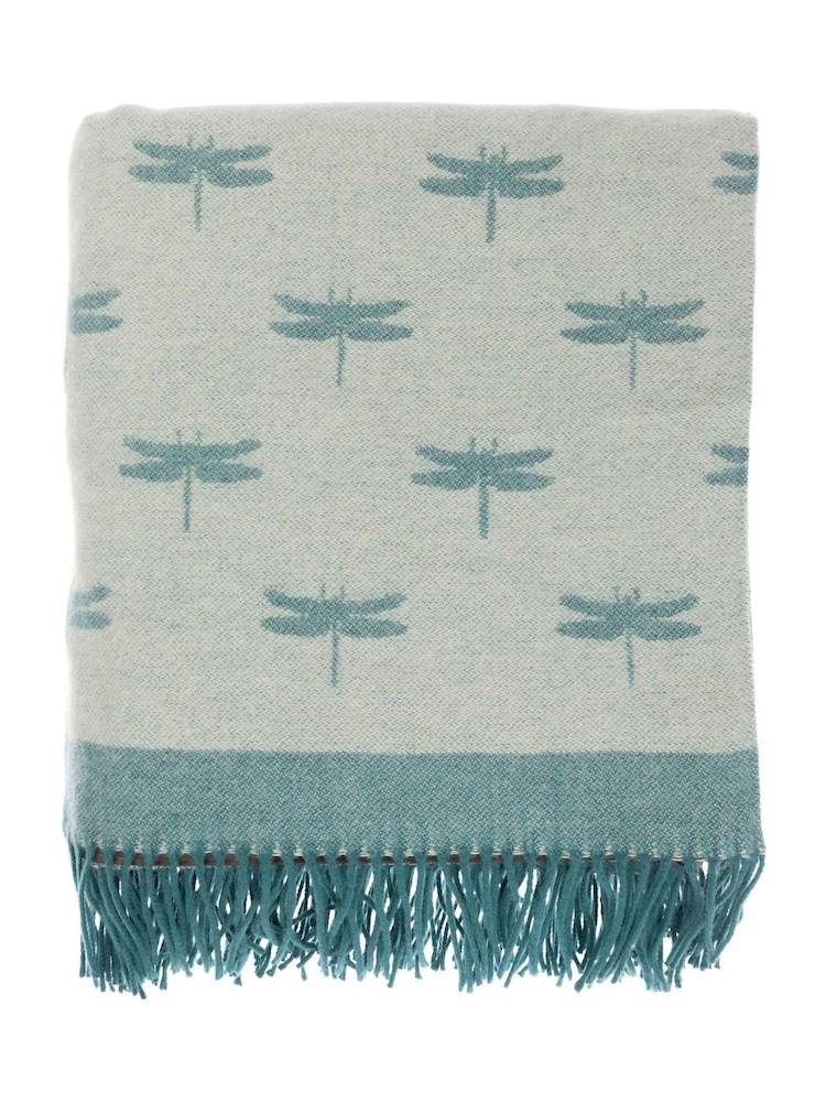 Sophie Allport Teal Blue Dragonfly Picnic Blanket - Image 3 of 3