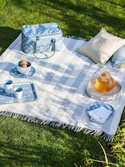Sophie Allport Pale Blue Stripe Woven Picnic Blanket - Image 1 of 5