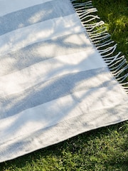 Sophie Allport Pale Blue Stripe Woven Picnic Blanket - Image 2 of 5