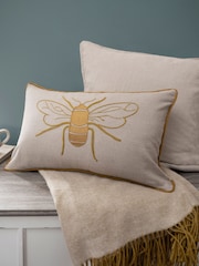 Sophie Allport Natural Linen Blend Embroidered Bee Cushion - Image 2 of 4