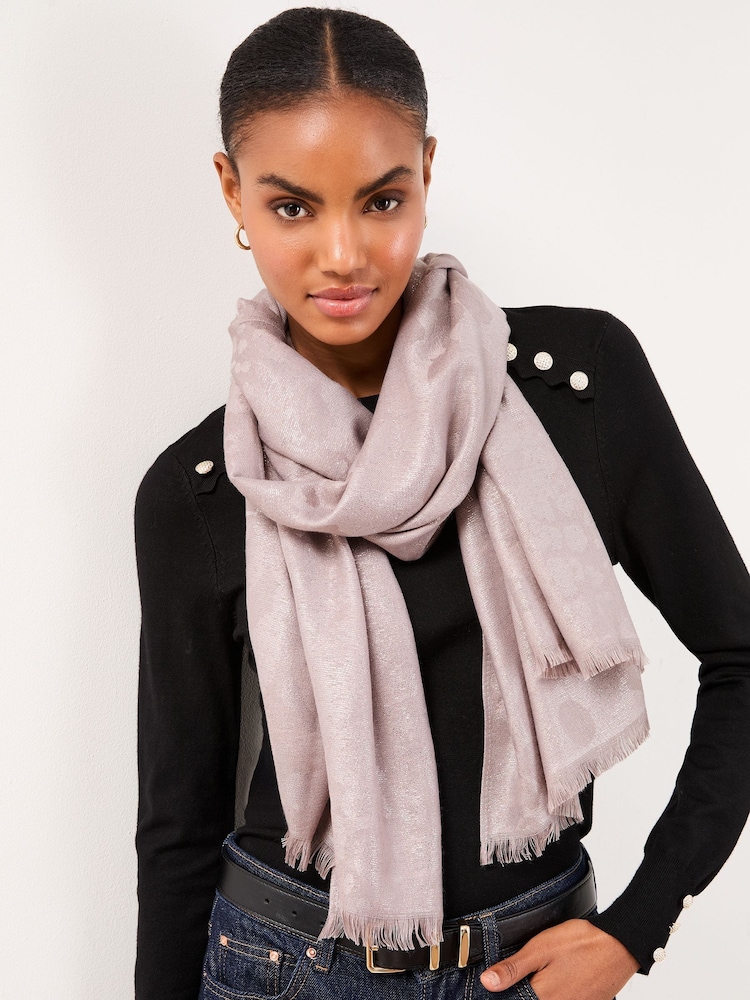 Lipsy Silver Jaquard Glitter Lightweight Scarf - Image 1 of 1