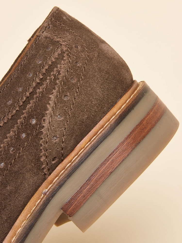 Joules J Brogue Suede BRN Brown Suede Brogue - Image 7 of 7