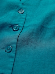 Seasalt Cornwall Teal Blue Blinker Linen Waistcoat - Image 5 of 5