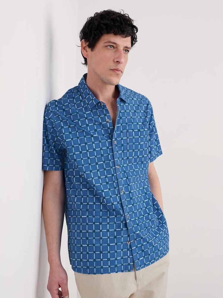Seasalt Cornwall Light Blue Mens Barque Short Sleeve 100% Organic Cotton Shirt - Image 1 of 5 Seasalt Cornwall Light Blue Mens Barque Short Sleeve 100% Organic Cotton Shirt - Image 1 of 5