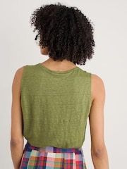 Seasalt Cornwall Green Carn Glaze 100% Linen Button Through Vest - Image 5 of 5