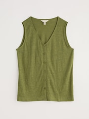 Seasalt Cornwall Green Carn Glaze 100% Linen Button Through Vest - Image 5 of 5