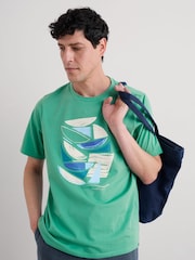 Seasalt Cornwall Light Green Mens Midwatch 100% Cotton T-Shirt - Image 1 of 5