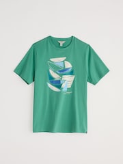 Seasalt Cornwall Light Green Mens Midwatch 100% Cotton T-Shirt - Image 4 of 5