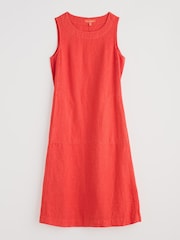 Seasalt Cornwall Orange Cresting Waves Sleeveless 100% Linen Dress - Image 10 of 11