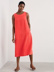 Seasalt Cornwall Orange Cresting Waves Sleeveless 100% Linen Dress - Image 8 of 11
