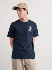 Синий - Seasalt Cornwall Mens Loggerhead 100% Cotton T-Shirt - Image 1 of 5