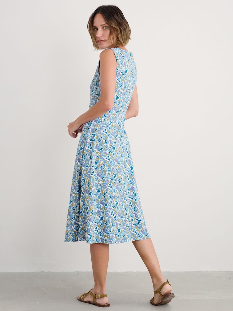 Seasalt Cornwall Blue Sweet Violet Jersey Midi Dress - Image 2 of 5