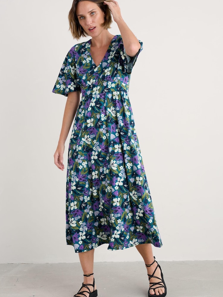 Seasalt Cornwall Blue Chateaux Half Sleeve Maxi Dress - Image 1 of 5 Seasalt Cornwall Blue Chateaux Half Sleeve Maxi Dress - Image 1 of 5