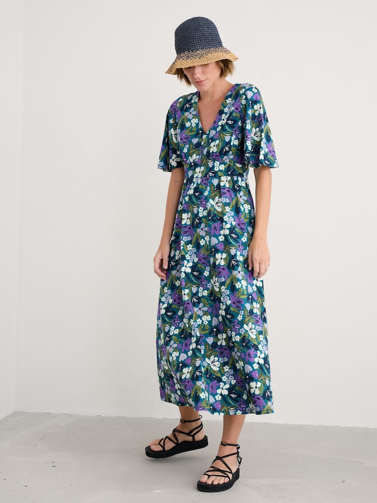 Seasalt Cornwall Blue Chateaux Half Sleeve Maxi Dress - Image 2 of 5