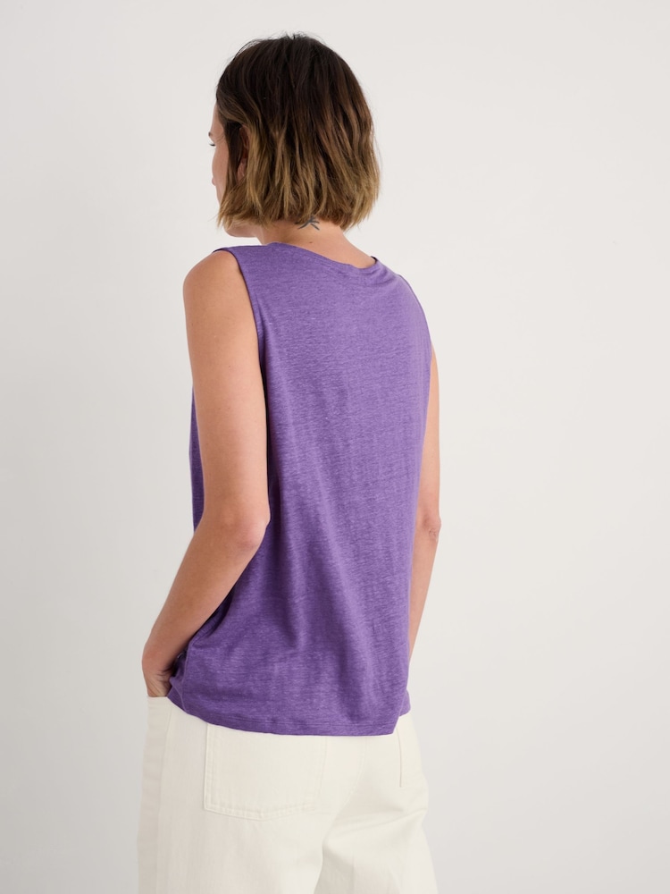 Seasalt Cornwall Purple Carn Glaze 100% Linen Button Through Vest - Image 5 of 5