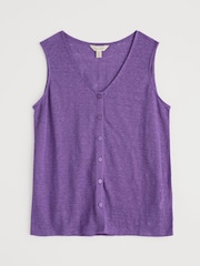 Seasalt Cornwall Purple Carn Glaze 100% Linen Button Through Vest - Image 5 of 5