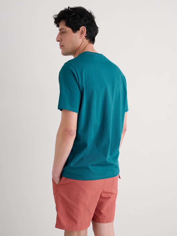 Seasalt Cornwall Teal Blue Mens Midwatch 100% Cotton T-Shirt - Image 2 of 5