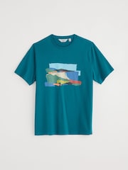 Seasalt Cornwall Teal Blue Mens Midwatch 100% Cotton T-Shirt - Image 4 of 5