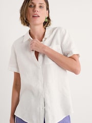 Seasalt Cornwall Drydock Short Sleeve 100% Linen Shirt - Imagen 1 de 4