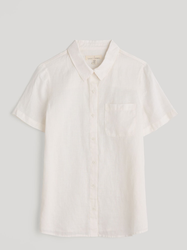 Seasalt Cornwall Drydock Short Sleeve 100% Linen Shirt - Imagen 4 de 4