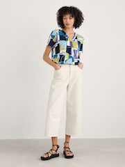 Seasalt Cornwall Light Blue Barnoon Jersey Printed Short-Sleeve Blouses - Image 1 of 5