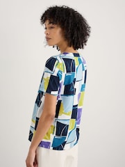 Seasalt Cornwall Light Blue Barnoon Jersey Printed Short-Sleeve Blouses - Image 2 of 5