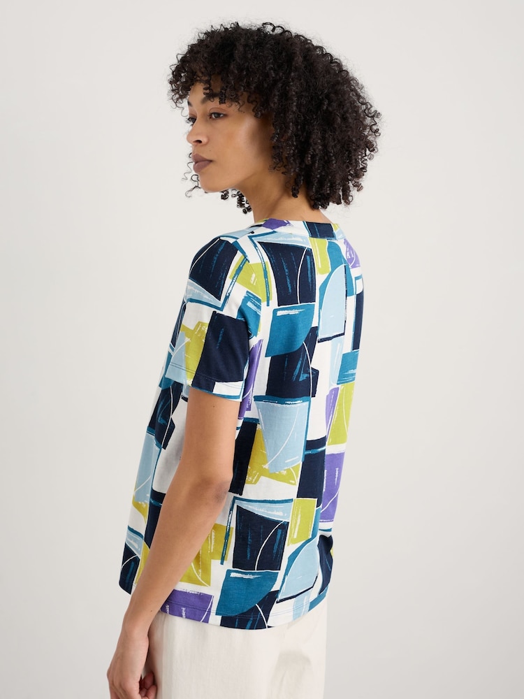 Seasalt Cornwall Light Blue Barnoon Jersey Printed Short-Sleeve Blouses - Image 2 of 5