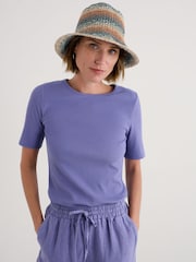Seasalt Cornwall Purple Gorse Lane Rib T-Shirt - Image 1 of 7