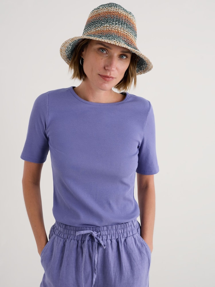 Seasalt Cornwall Purple Gorse Lane Rib T-Shirt - Image 1 of 7