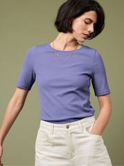 Seasalt Cornwall Purple Gorse Lane Rib T-Shirt - Image 5 of 7