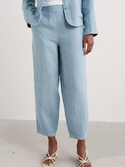 Seasalt Cornwall Coral Blue Noweth 100% Linen Trousers - Image 1 of 5